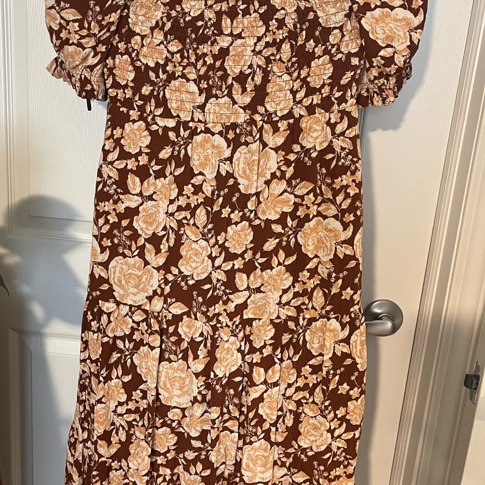 Abercrombie & Fitch Brown Floral Midi Dress - Picture 3 of 6